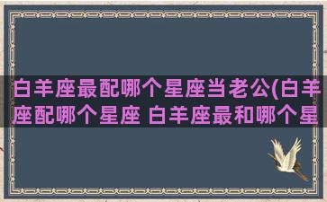 白羊座最配哪个星座当老公(白羊座配哪个星座 白羊座最和哪个星座座 百度网盘)